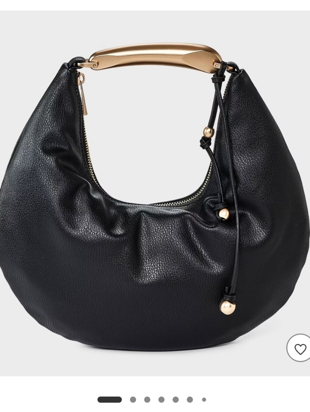 Metal Handle Crescent Saddle Handbag A New Day Black